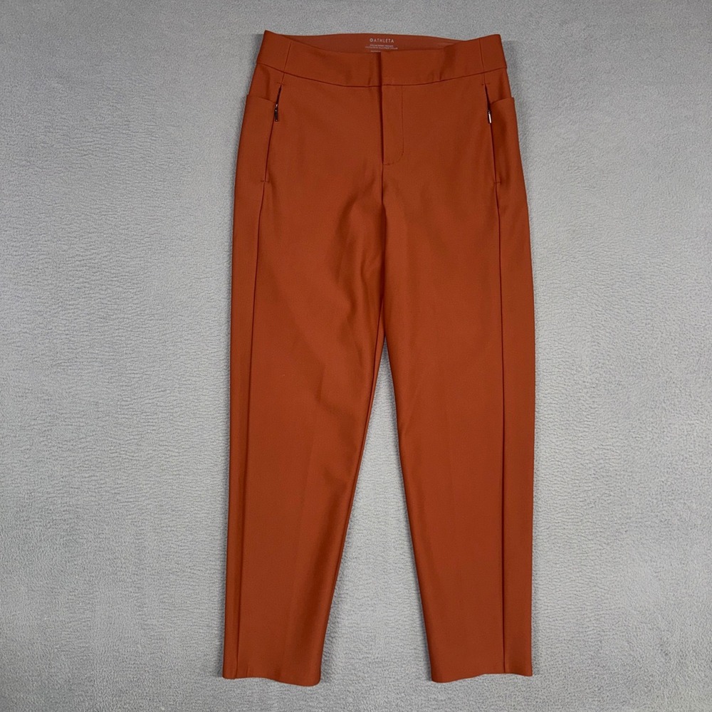 Athleta Pants Womens 6 Orange Brown Stellar Skinny Trouser Stretch Nylon Blend